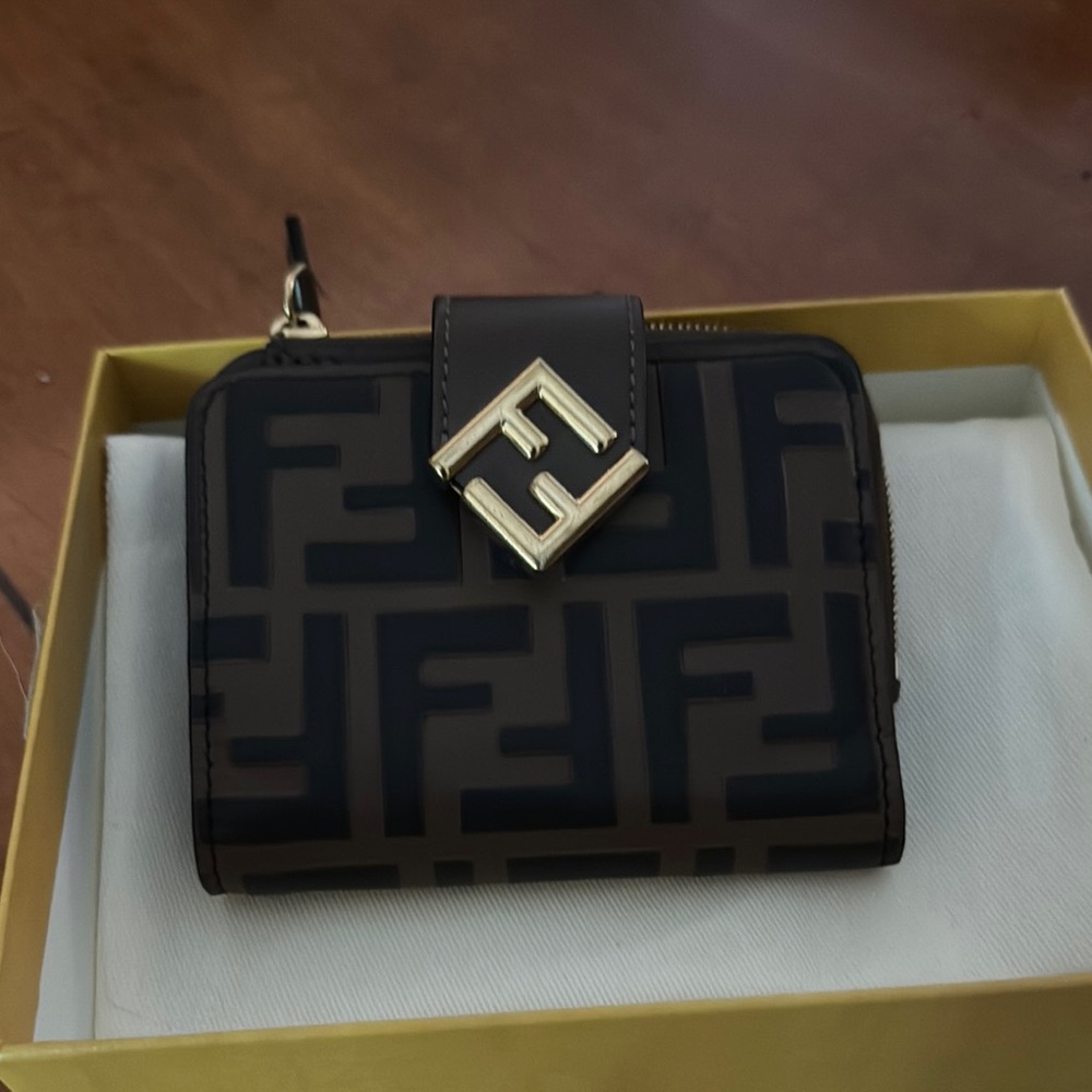 Fendi Black and Brown Logo Wallet